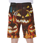 Jack-O'-Lantern Halloween Pumpkin Print Men's Beach Shorts