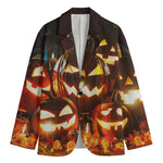 Jack-O'-Lantern Halloween Pumpkin Print Men's Blazer