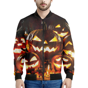 Jack-O'-Lantern Halloween Pumpkin Print Men's Bomber Jacket