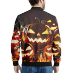 Jack-O'-Lantern Halloween Pumpkin Print Men's Bomber Jacket