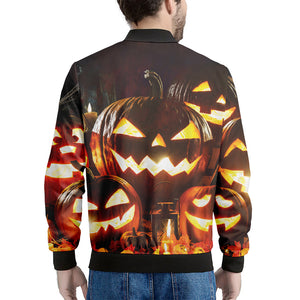 Jack-O'-Lantern Halloween Pumpkin Print Men's Bomber Jacket