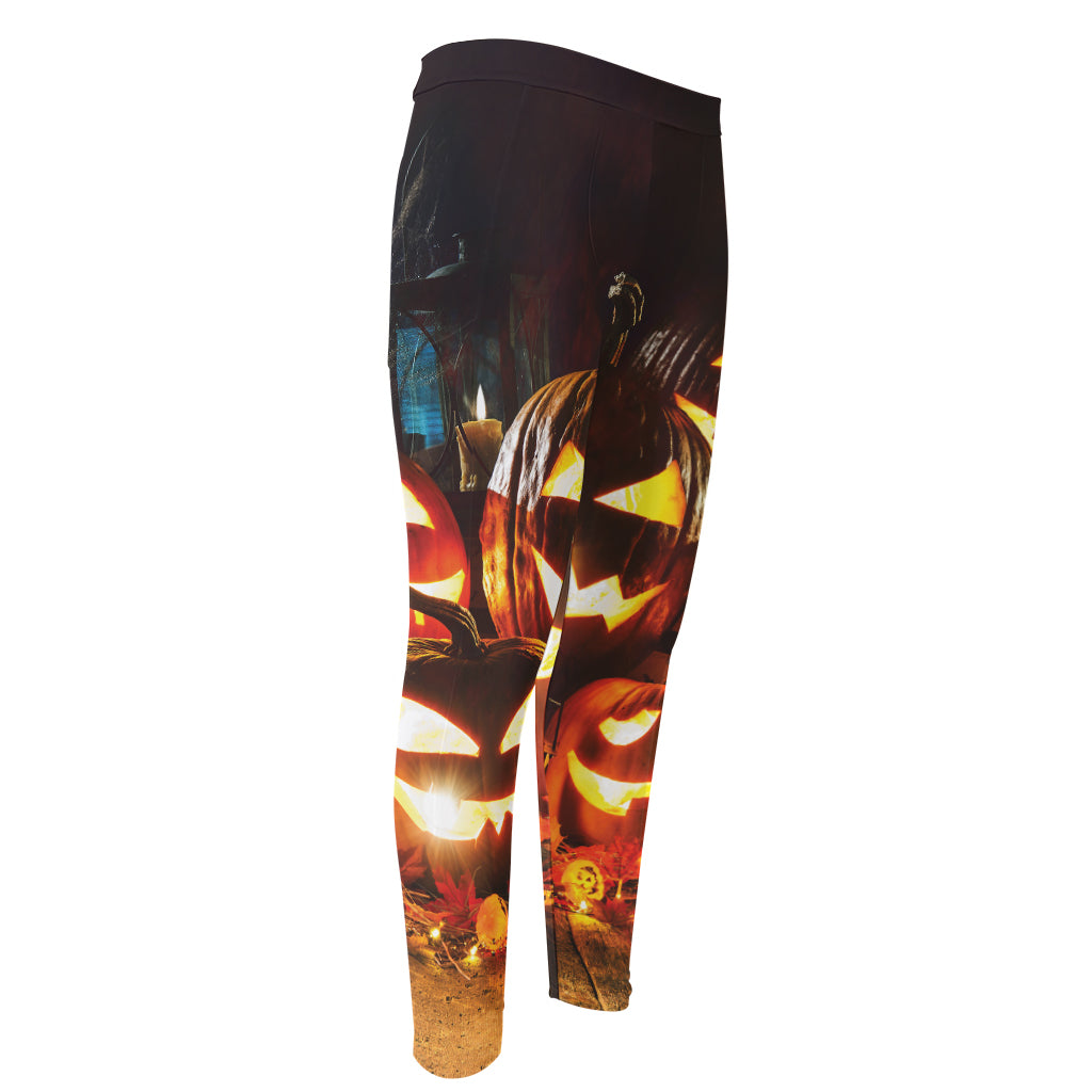 Jack-O'-Lantern Halloween Pumpkin Print Men's Compression Pants