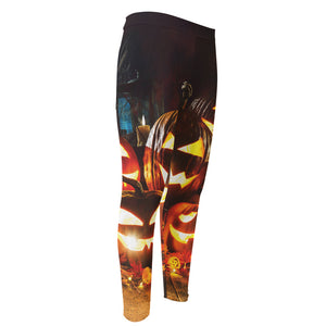 Jack-O'-Lantern Halloween Pumpkin Print Men's Compression Pants