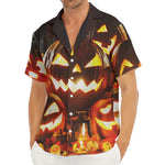 Jack-O'-Lantern Halloween Pumpkin Print Men's Deep V-Neck Shirt