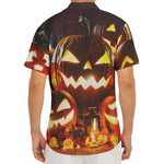 Jack-O'-Lantern Halloween Pumpkin Print Men's Deep V-Neck Shirt