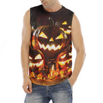 Jack-O'-Lantern Halloween Pumpkin Print Men's Fitness Tank Top