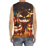 Jack-O'-Lantern Halloween Pumpkin Print Men's Fitness Tank Top
