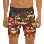 Jack-O'-Lantern Halloween Pumpkin Print Men's Long Boxer Briefs