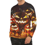 Jack-O'-Lantern Halloween Pumpkin Print Men's Long Sleeve Rash Guard