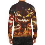 Jack-O'-Lantern Halloween Pumpkin Print Men's Long Sleeve Rash Guard
