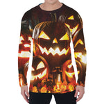 Jack-O'-Lantern Halloween Pumpkin Print Men's Long Sleeve T-Shirt