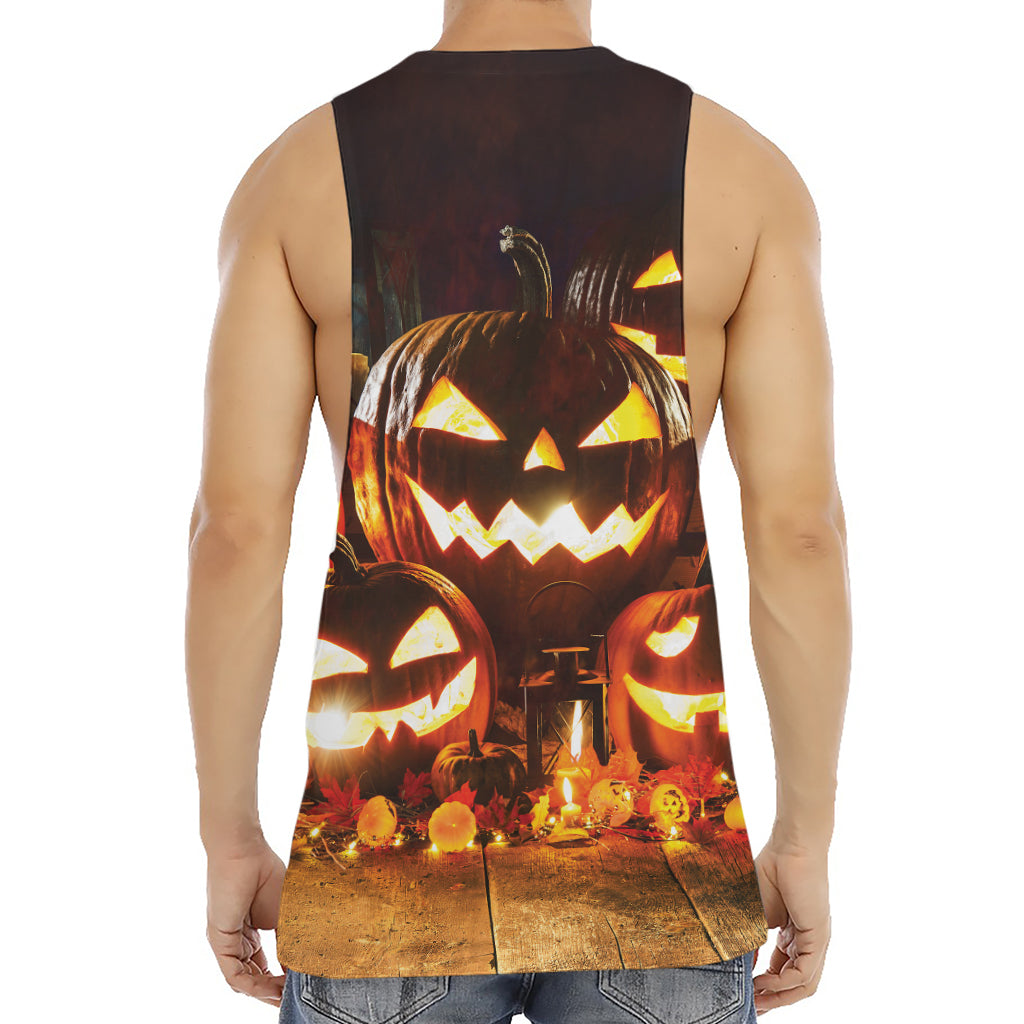 Jack-O'-Lantern Halloween Pumpkin Print Men's Muscle Tank Top