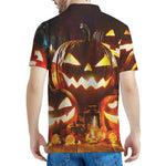 Jack-O'-Lantern Halloween Pumpkin Print Men's Polo Shirt