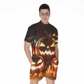 Jack-O'-Lantern Halloween Pumpkin Print Men's Romper