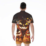 Jack-O'-Lantern Halloween Pumpkin Print Men's Rompers