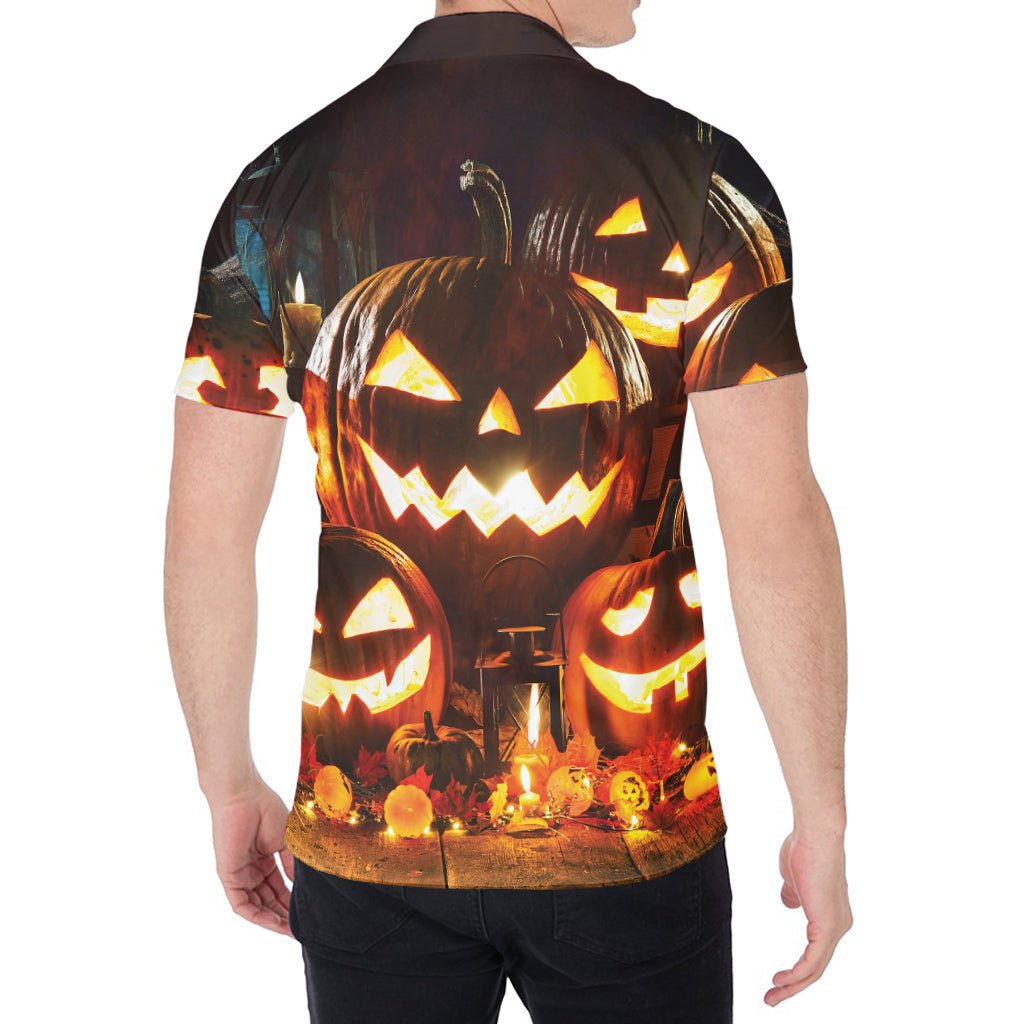 Jack-O'-Lantern Halloween Pumpkin Print Men's Shirt