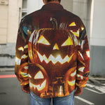 Jack-O'-Lantern Halloween Pumpkin Print Men's Shirt Jacket