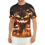 Jack-O'-Lantern Halloween Pumpkin Print Men's Short Sleeve Rash Guard