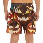 Jack-O'-Lantern Halloween Pumpkin Print Men's Split Running Shorts