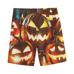 Jack-O'-Lantern Halloween Pumpkin Print Men's Sports Shorts