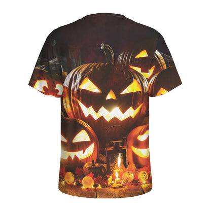 Jack-O'-Lantern Halloween Pumpkin Print Men's Sports T-Shirt