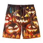 Jack-O'-Lantern Halloween Pumpkin Print Men's Swim Trunks