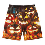 Jack-O'-Lantern Halloween Pumpkin Print Men's Swim Trunks