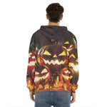 Jack-O'-Lantern Halloween Pumpkin Print Men's Velvet Pullover Hoodie