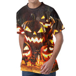 Jack-O'-Lantern Halloween Pumpkin Print Men's Velvet T-Shirt