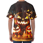 Jack-O'-Lantern Halloween Pumpkin Print Men's Velvet T-Shirt