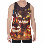 Jack-O'-Lantern Halloween Pumpkin Print Men's Velvet Tank Top
