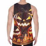 Jack-O'-Lantern Halloween Pumpkin Print Men's Velvet Tank Top