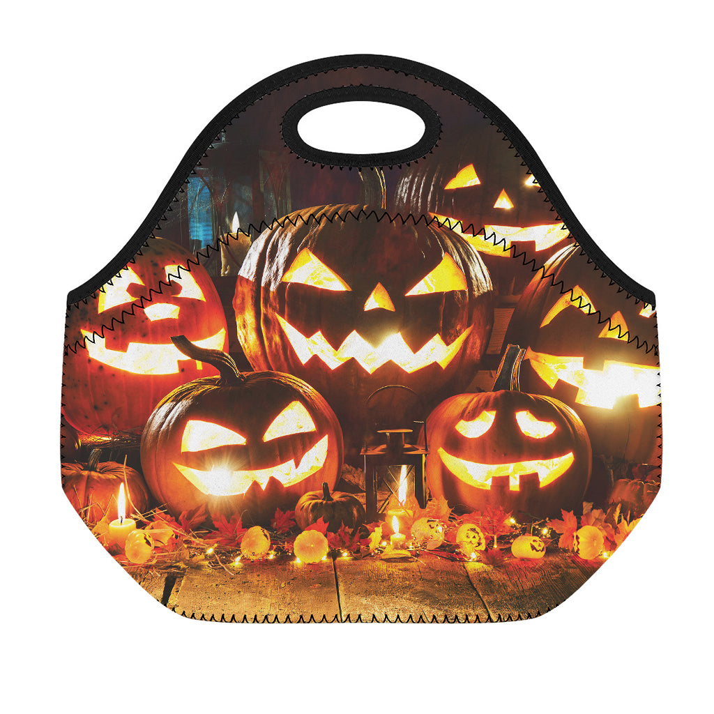 Jack-O'-Lantern Halloween Pumpkin Print Neoprene Lunch Bag