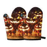 Jack-O'-Lantern Halloween Pumpkin Print Oven Mitts
