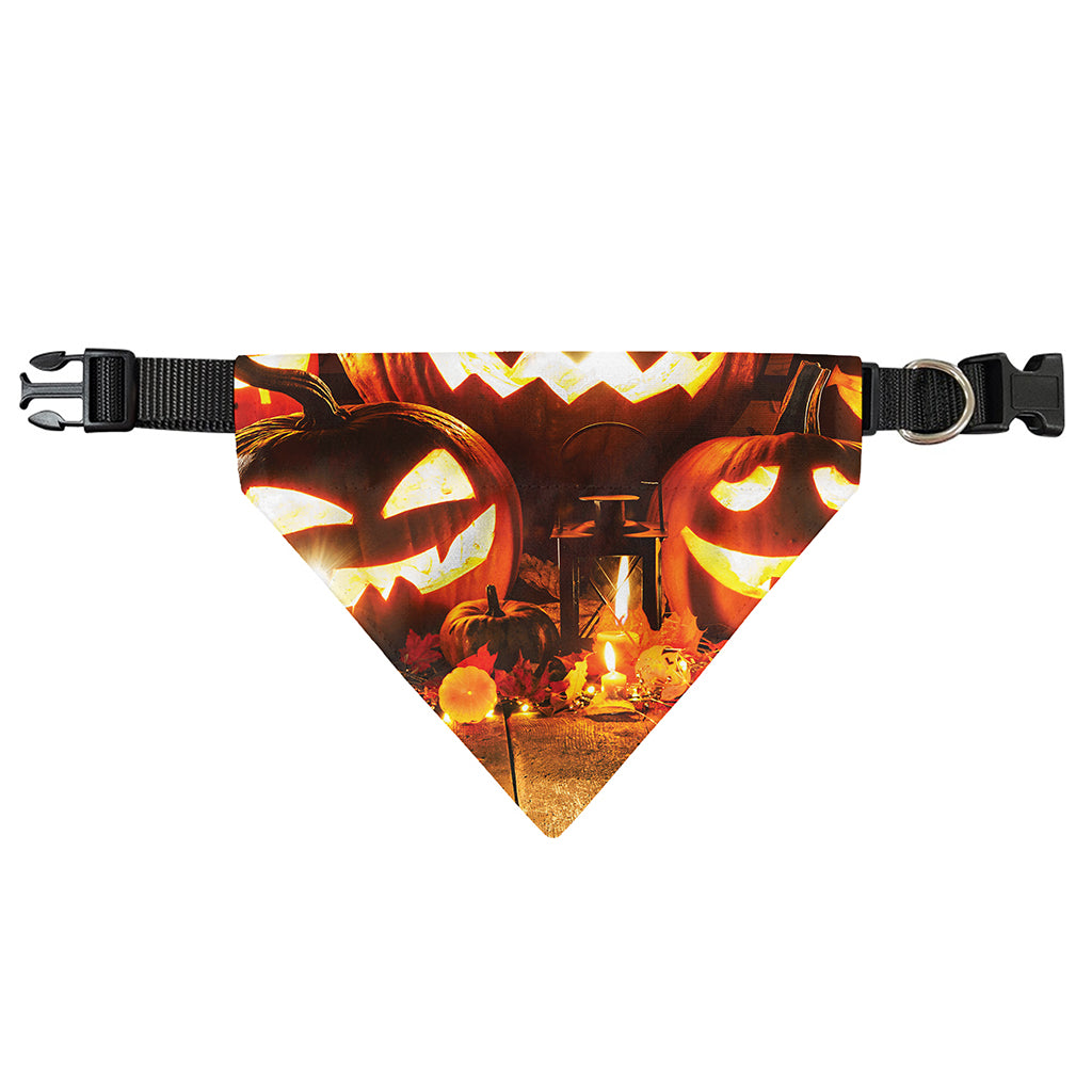 Jack-O'-Lantern Halloween Pumpkin Print Over The Collar Dog Bandana