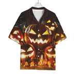 Jack-O'-Lantern Halloween Pumpkin Print Rayon Hawaiian Shirt