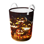 Jack-O'-Lantern Halloween Pumpkin Print Round Laundry Basket