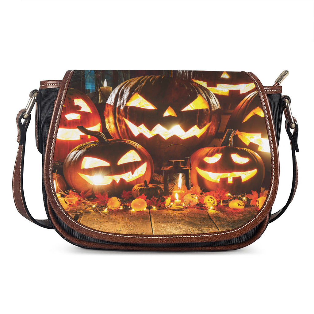 Jack-O'-Lantern Halloween Pumpkin Print Saddle Bag
