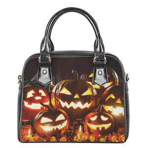 Jack-O'-Lantern Halloween Pumpkin Print Shoulder Handbag