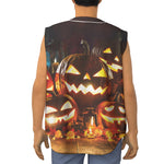 Jack-O'-Lantern Halloween Pumpkin Print Sleeveless Baseball Jersey