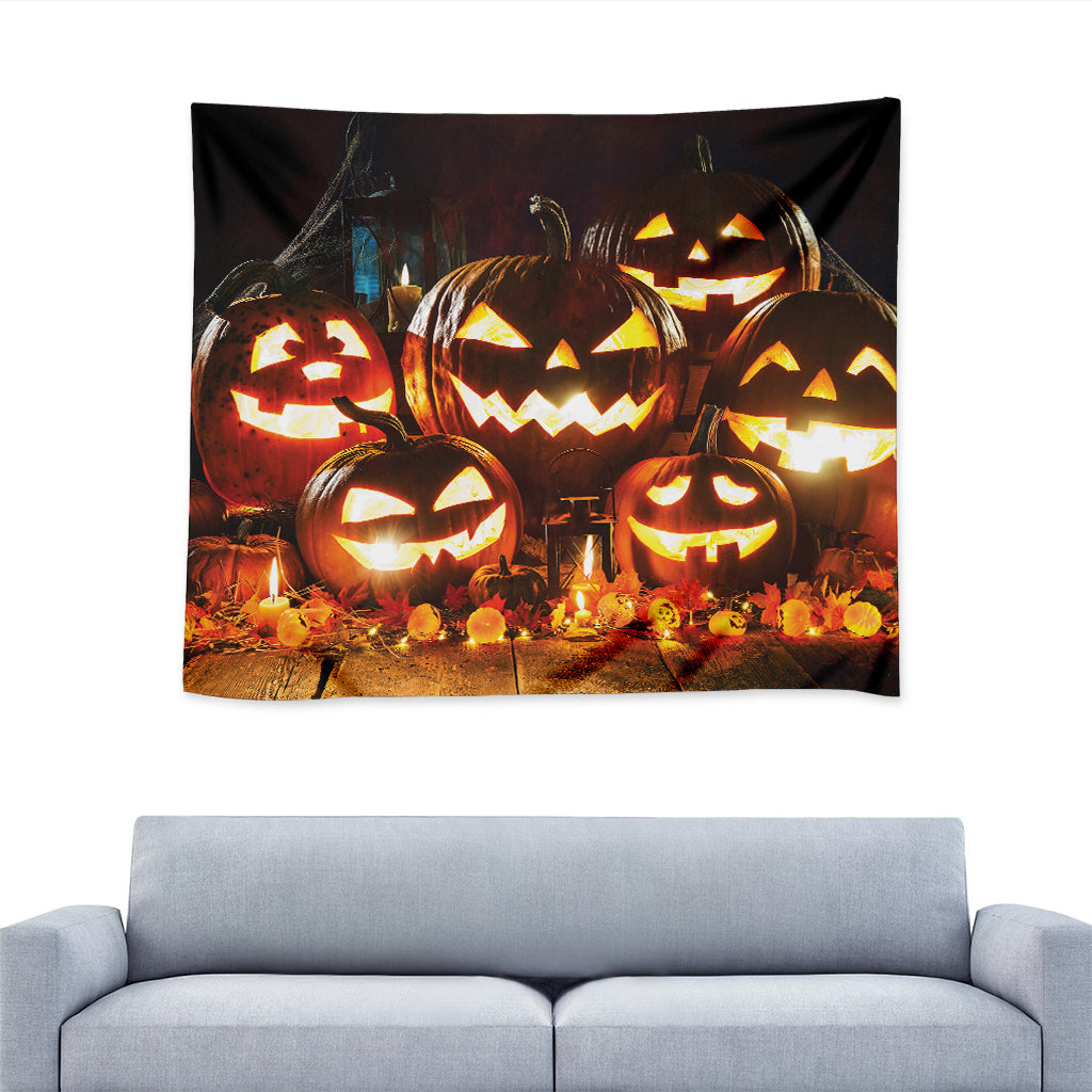 Jack-O'-Lantern Halloween Pumpkin Print Tapestry