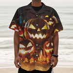 Jack-O'-Lantern Halloween Pumpkin Print Textured Short Sleeve Shirt
