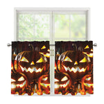 Jack-O'-Lantern Halloween Pumpkin Print Tier Curtains