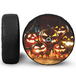 Jack-O'-Lantern Halloween Pumpkin Print Tire Cover With Camera Hole