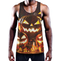 Jack-O'-Lantern Halloween Pumpkin Print Men's Workout Tank Top
