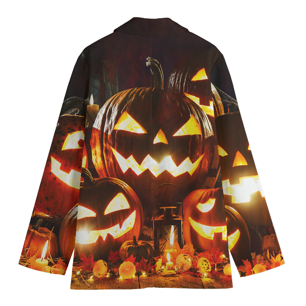 Jack-O'-Lantern Halloween Pumpkin Print Women's Blazer