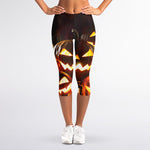 Jack-O'-Lantern Halloween Pumpkin Print Women's Capri Leggings
