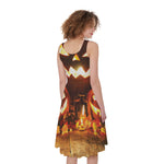 Jack-O'-Lantern Halloween Pumpkin Print Women's Sleeveless Dress