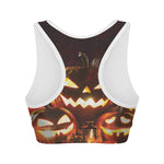 Jack-O'-Lantern Halloween Pumpkin Print Women's Sports Bra