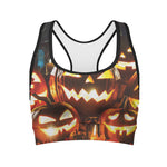 Jack-O'-Lantern Halloween Pumpkin Print Women's Sports Bra